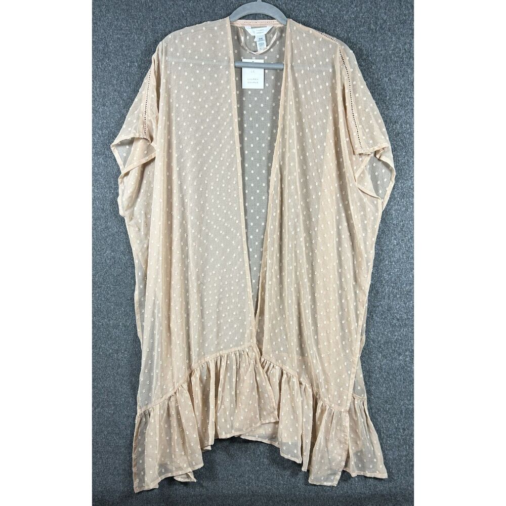 NWT LC Lauren Conrad Swiss Dot Ruffle Bottom Kimono Duster Cover Up One Size